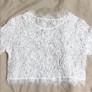 White lace crop top